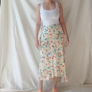 C/MEO COLLECTIVE Beige Multicolored Assymetric Floral Summer Skirt